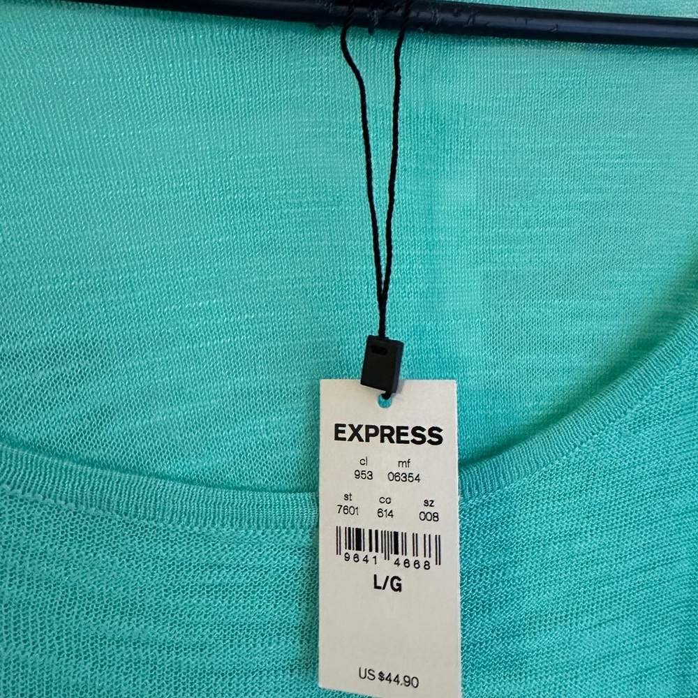Express Green Oversized 3/4 Sleeve Tunic - Picture 3 of 3